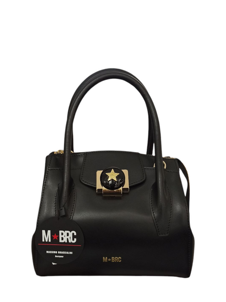 Borsa mbrc massimo braccialini collezione stella in pelle nera.