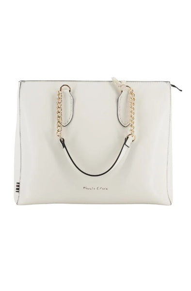 Una Borsa shopper Manila da portare a Spalla nella colorazione Crema. Diversi scomparti interni tra cui uno a chiusura zip. Chiusura a zip a monte. Metalleria color nero lucido. Pendente Manila Grace amovibile. Pratica ed elegante allo stesso tempo.