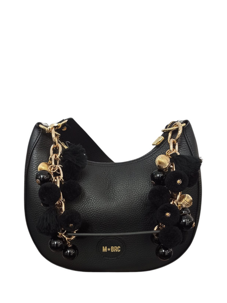 Borsa Mbrc Massimo Bcaccialini collezione Pompon in pelle nera.