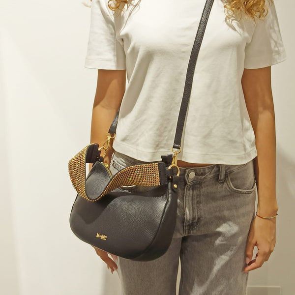 Borsa Mbrc Massimo Braccialini in pelle collezione strass dettagli Oro.