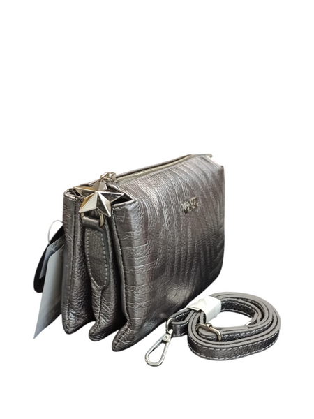 Borsa Mbrc Massimo Braccialini modello Megastar colore Ferro Arnento con Tracolla.