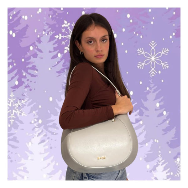 borsa mbrc massimo braccialini modello curvy colore ghiaccio.