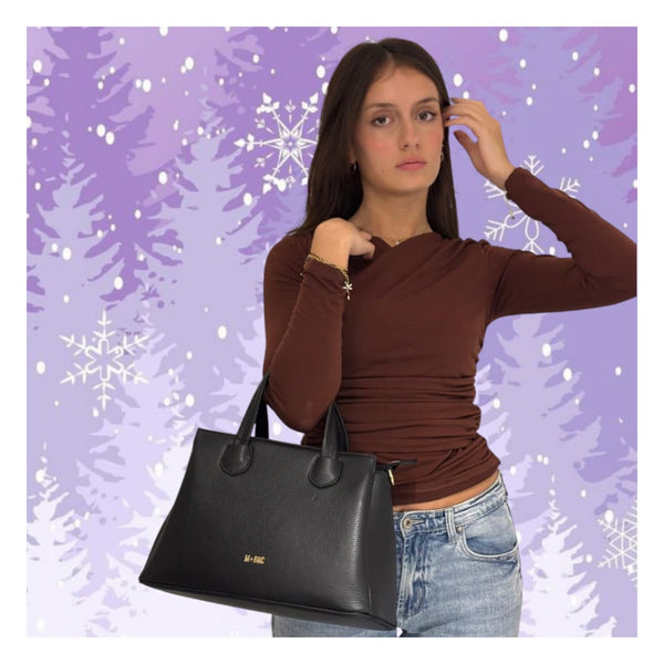 Borsa mbrc massimo braccialini nera in pelle da ortare a mano oppure mediante tracolla.