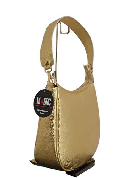 Borsa in Pelle Mbrc assimo Braccialini Collezione Obona colore oro.