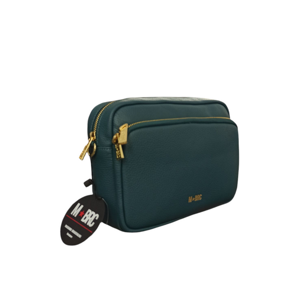 Borsa Messenger a Tracolla Modello Obona M★BRC di Massimo Braccialini realizzata in vera pelle di Colore Ottanio a due scomparti.