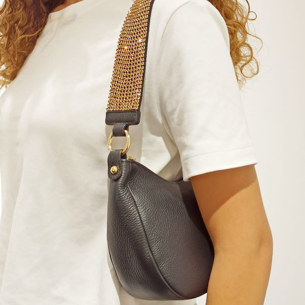 Borsa Mbrc Massimo Braccialini in pelle collezione strass dettagli Oro.