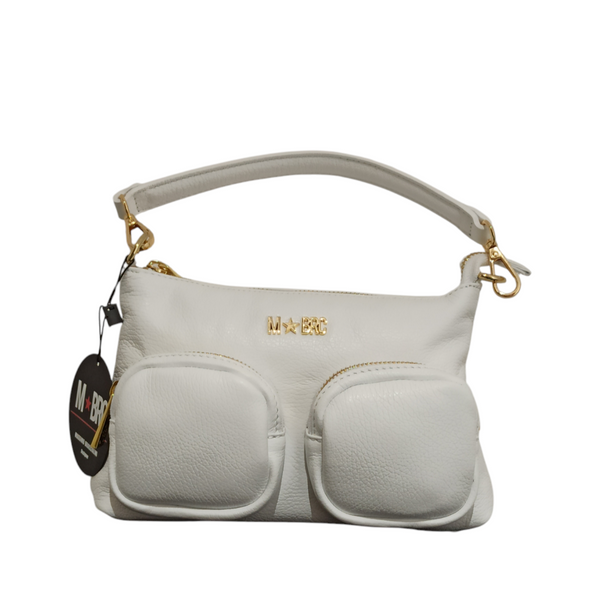 Borsa Mbrc Massimo Braccialini realizzata in Vera Pelle di Colore Bianco dalle dimensioni contenute ma ben strutturata.