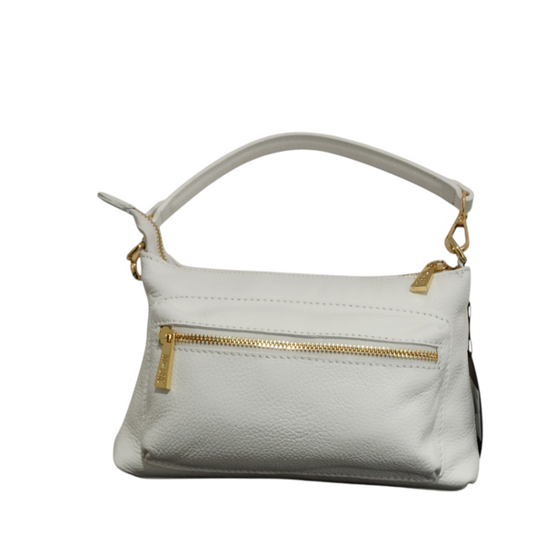 Borsa Mbrc Massimo Braccialini realizzata in Vera Pelle di Colore Bianco dalle dimensioni contenute ma ben strutturata.