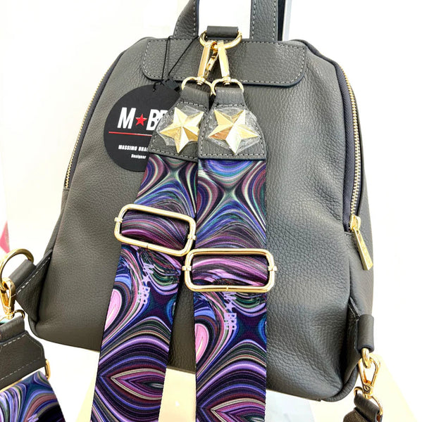 Zaino mbrc Braccialini di colore grigio in Vera Pelle.