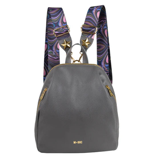 Zaino mbrc Braccialini di colore grigio in Vera Pelle.