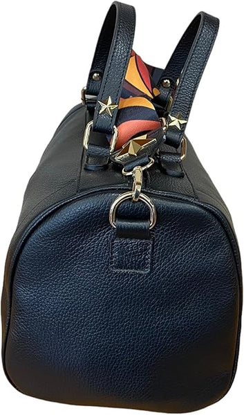 Borsa in vera pelle di colore nero MBRC.