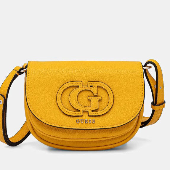 Borsa a  tracolla guess modello calebra di colore giallo marigold.