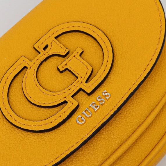 Borsa a  tracolla guess modello calebra di colore giallo marigold.