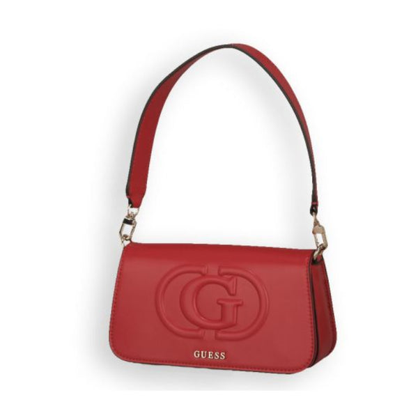 Borsa a spalla con doppia tracolla Guess modello Eco Mietta di colore Rosso.
