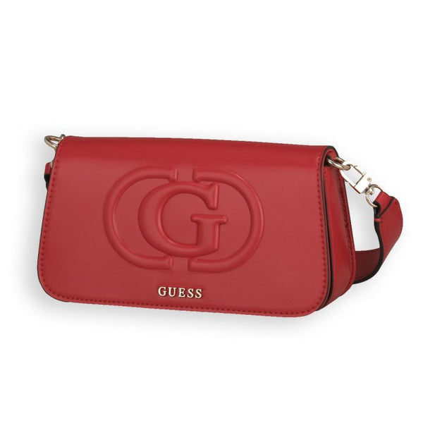 Borsa a spalla con doppia tracolla Guess modello Eco Mietta di colore Rosso.