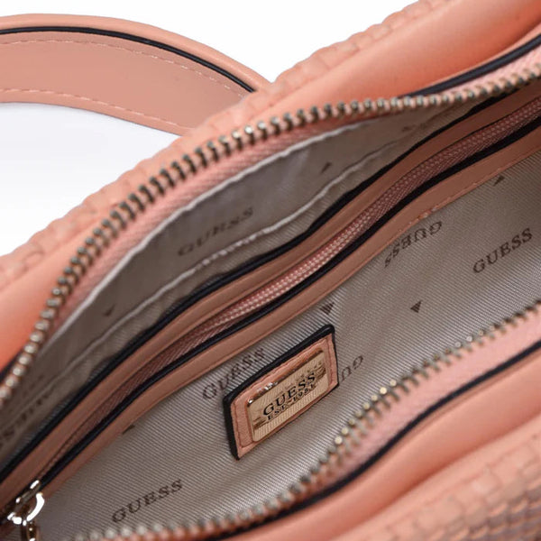 Borsa a spalla Guess modello Phedra colore apricot.