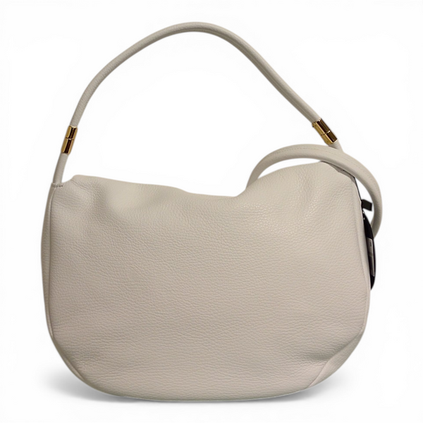 borsa a spalla in vera pelle mbrc di colore bianco modello tubolar codice h234.
