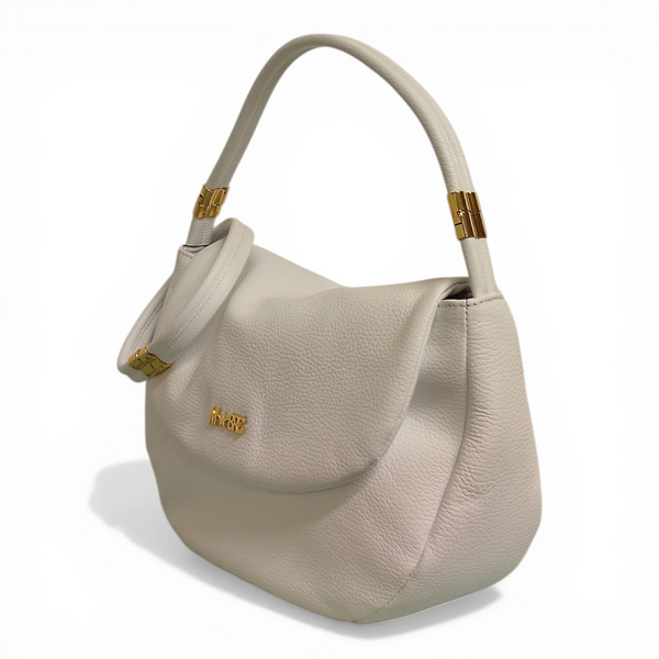 borsa a spalla in vera pelle mbrc di colore bianco modello tubolar codice h234.