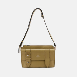 Borsa a tracolla GG Emblem misura piccola in tessuto beige e marrone Borsa a tracolla GG Emblem misura piccola in tessuto beige e marrone