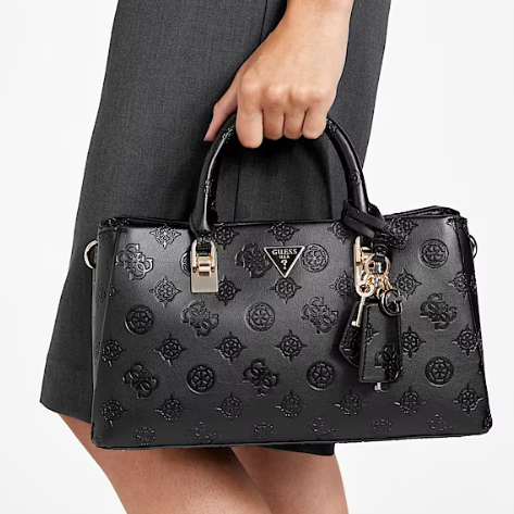 Borsa a mano con tracolla Guess di colore nero modello Tisha Logo.