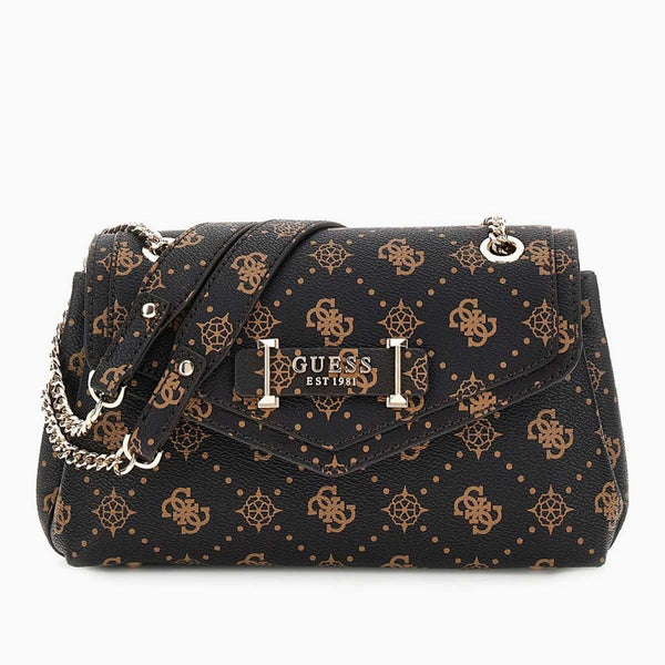 Borsa a tracolla Guess modello Silia Colore Espresso Logo.