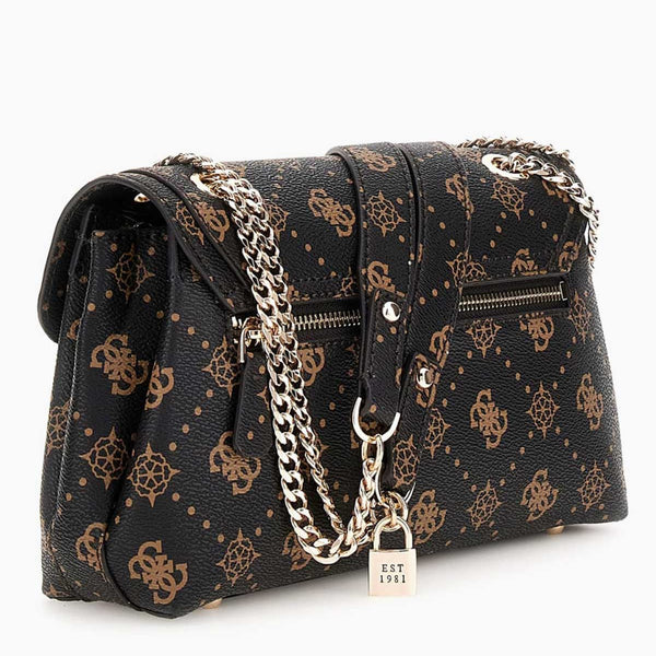 Borsa a tracolla Guess modello Silia Colore Espresso Logo.