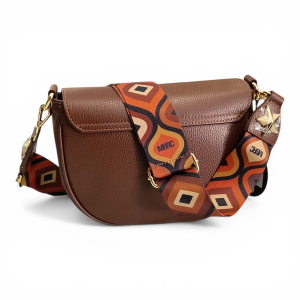 Borsa n vera pelle mbrc colore marrore con doppia tracolla in dotazione modello obona codice g078.