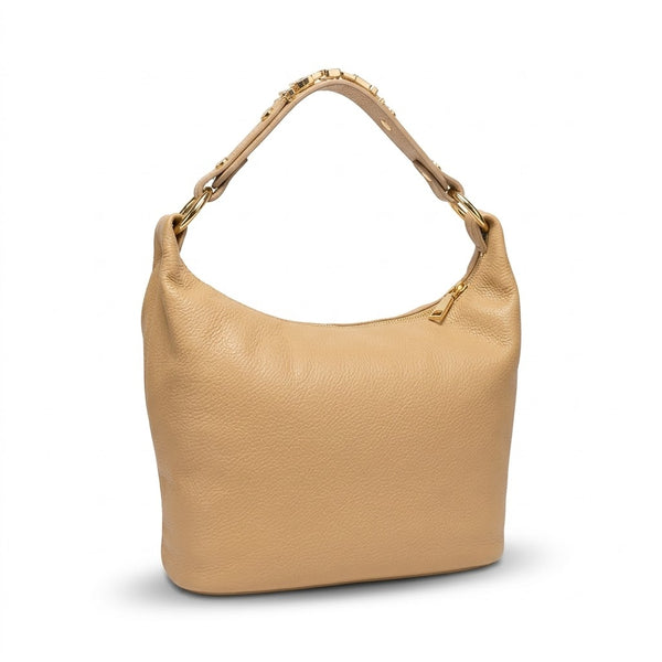 bORSA IN VERA PELLE mBRC MODELLO lETTERING COLORE cAMEL.
