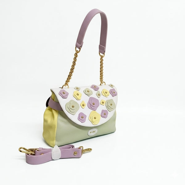 Borsa mbrc in vera pelle modello carla di colore multi bianco.