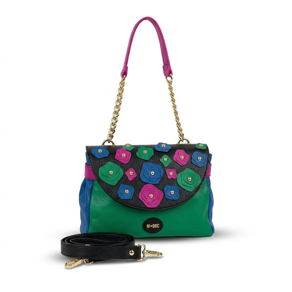 Borsa in vera pelle mbrc modello carla i colore nero multi.