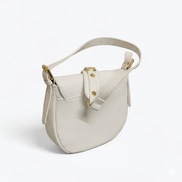 Borsa a tracolla in vera pelle Mbrc Modello lettering di colore bianco codice h152.