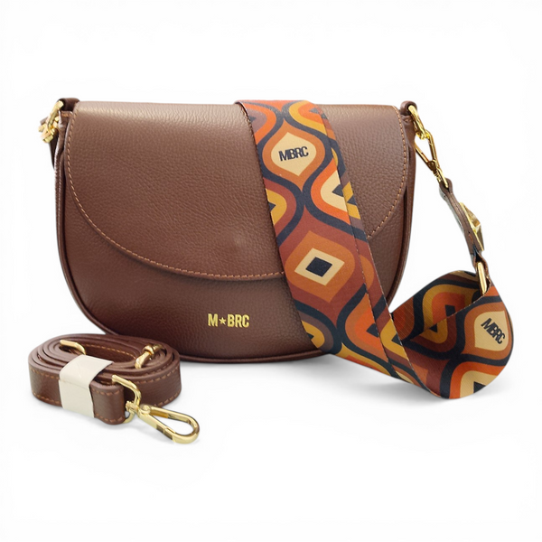 Borsa n vera pelle mbrc colore marrore con doppia tracolla in dotazione modello obona codice g078.
