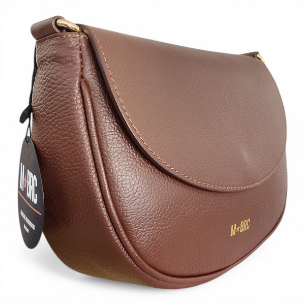 Borsa n vera pelle mbrc colore marrore con doppia tracolla in dotazione modello obona codice g078.