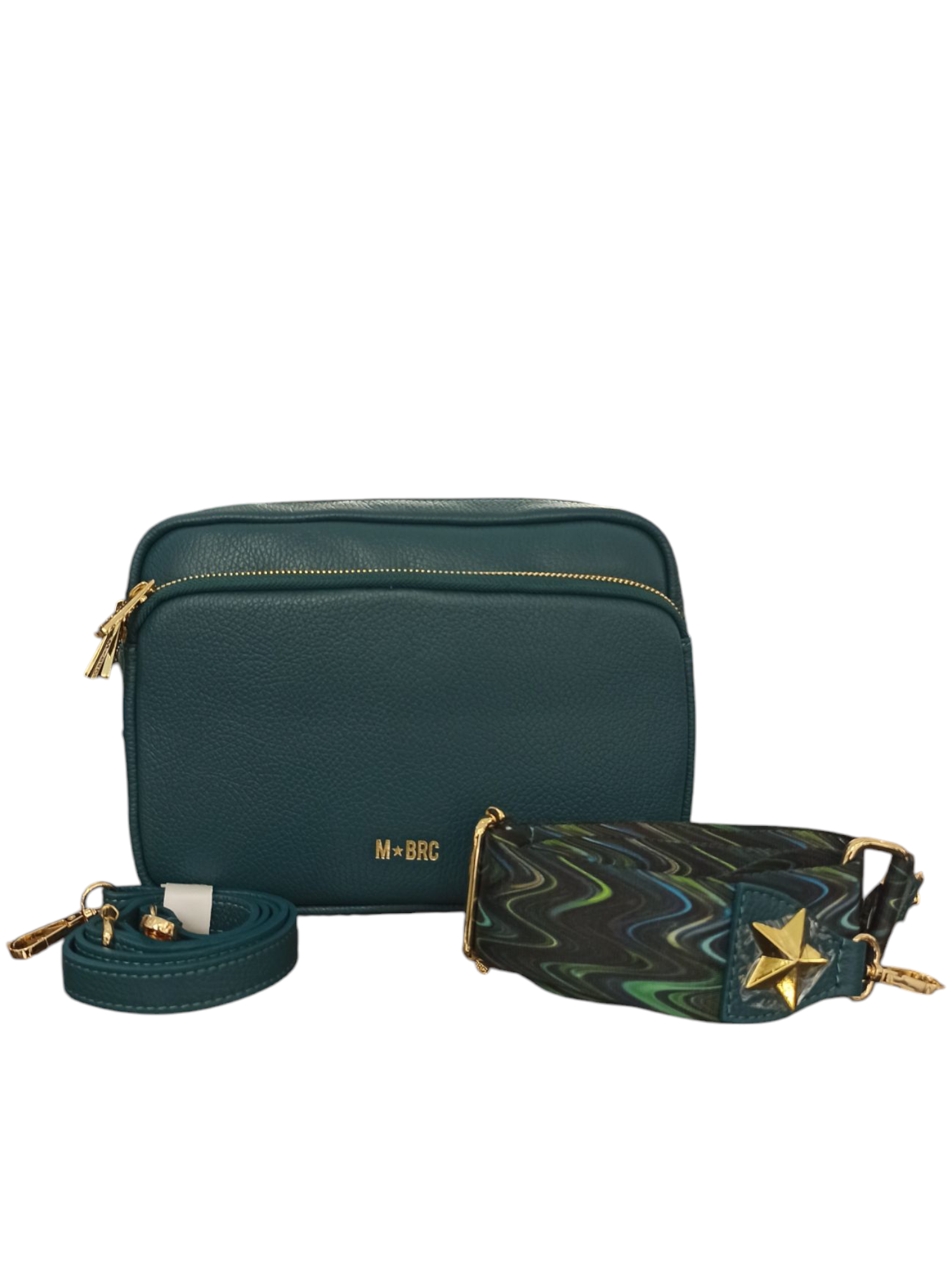 Borsa Messenger a Tracolla Modello Obona M★BRC di Massimo Braccialini realizzata in vera pelle di Colore Ottanio a due scomparti.