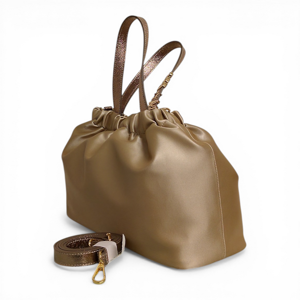 Borsa mbrc modello satin codice h301 colore canna da fucile da prtarea mano con tracolla in dotazione.