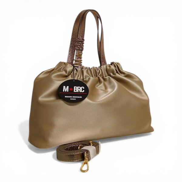 Borsa mbrc modello satin codice h301 colore canna da fucile da prtarea mano con tracolla in dotazione.