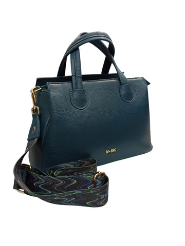 borsa mbrc obona ottanio due manici in pelle con doppia tracolla