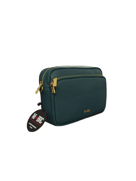 Borsa Messenger a Tracolla Modello Obona M★BRC di Massimo Braccialini realizzata in vera pelle di Colore Ottanio a due scomparti.