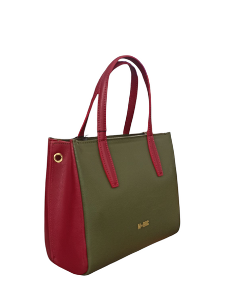 Borsa medio piccola Mbrc di Massimo Braccialini in Palmellato di colore Verde e rossa.