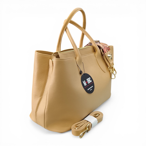 Borsa a due manici in vera pelle mbrc con doppia tracolla in dotazione modello obona codice h057.