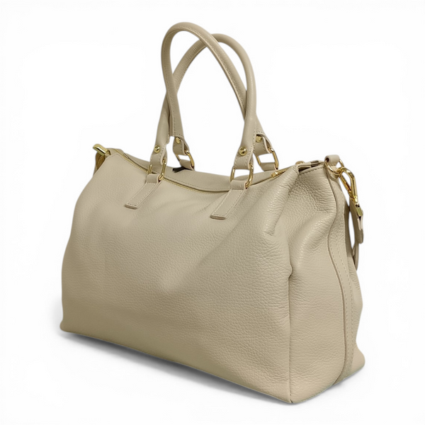 borsa in vera pelle di colore bianco mbrc modello onda codice h166.
