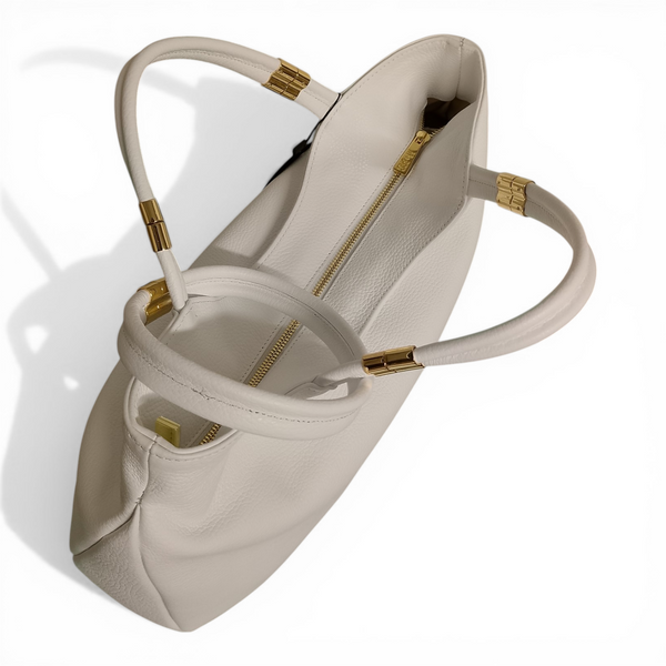 borsa in vera pelle bianca mbrc modello tubolar codice h236.