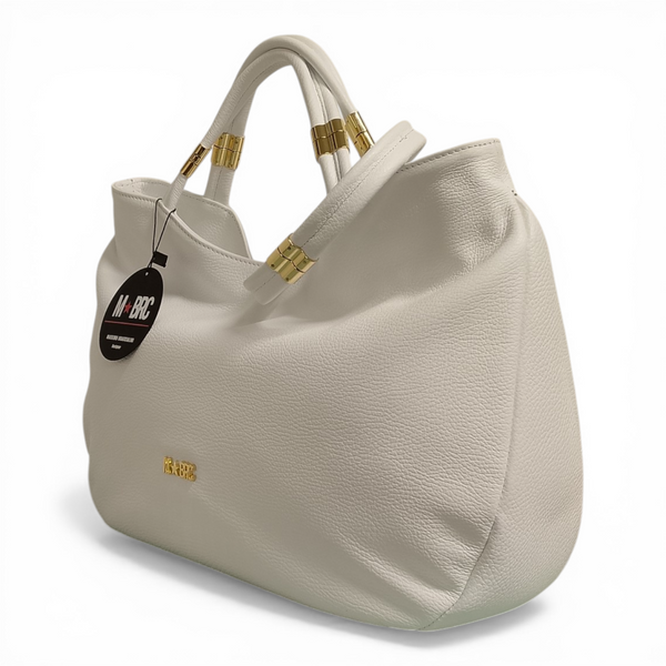 borsa in vera pelle bianca mbrc modello tubolar codice h236.