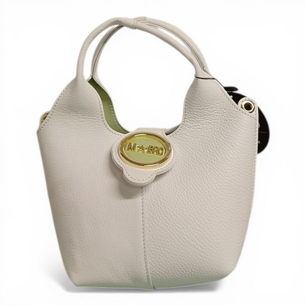 borsa in vera pelle mbrc di colore bianco h182