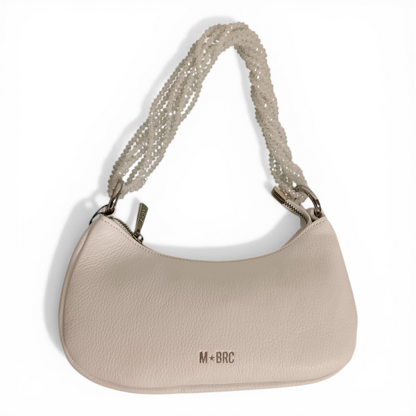 borsa in vera pelle mbrc di colore bianco modello gemma da cerimonia o sera codice h281.