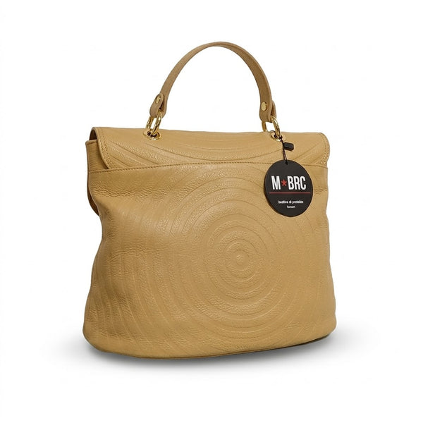 Borsa in vera pelle Mbrc modello Round colore camel codice h213.