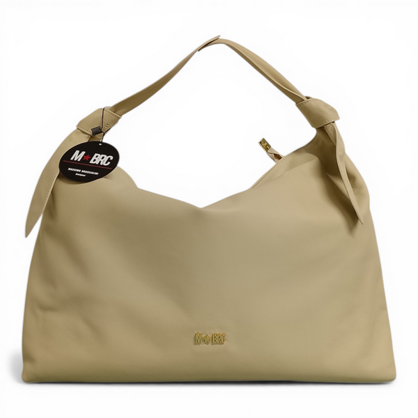 borsa mbrc in vera pelle modello petali di colore beige codice h156.