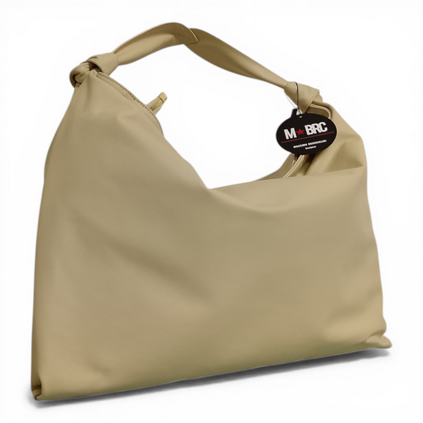borsa mbrc in vera pelle modello petali di colore beige codice h156.