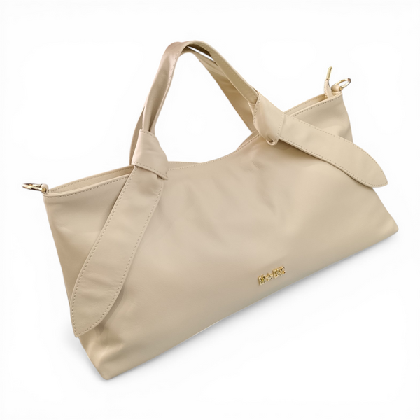 Borsa in vera pelle mbrc modello petali colore beige codice h156.