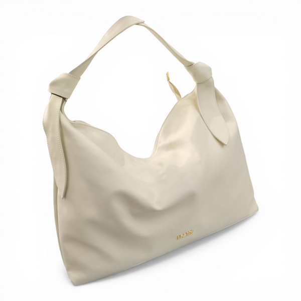 borsa a spalla in vera pelle mbrc colore panna modello petali h156.